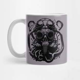 octopus skull with gasmask Mug